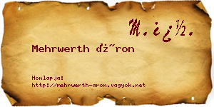 Mehrwerth Áron névjegykártya